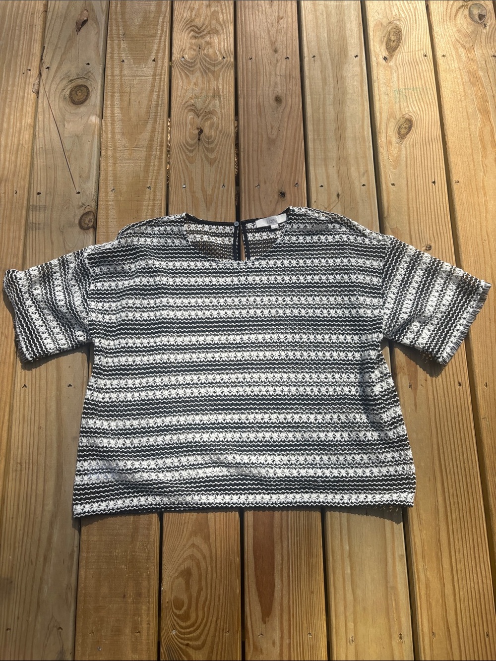 Loft black and white crochet knit top size XL excellent condition.
